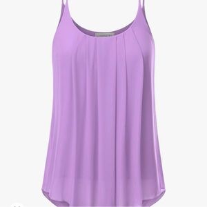 JJ Perfection Pleated Chiffon Layered Cami Tank Top Lilac Size M MADE IN USA!